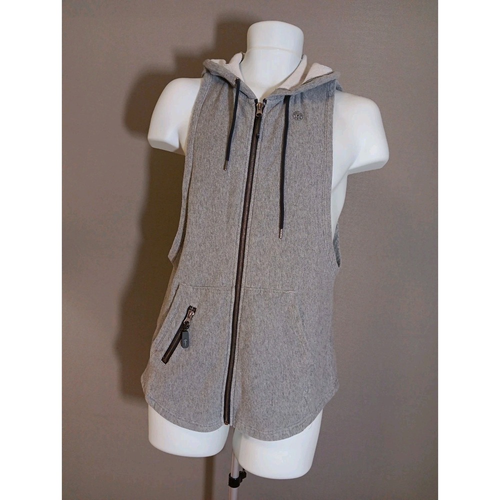 Gold's Gym Full‎ Zip Sleeveless Hoodie Sweatshirt Mens Medium Gray Workout Tank
